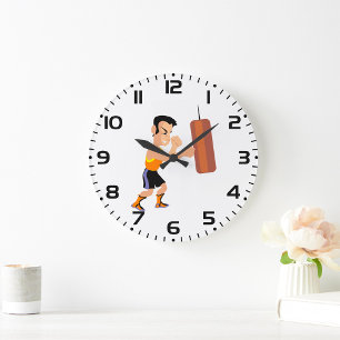 Relógio Grande Treinamento em Boxer com Saco de Punção