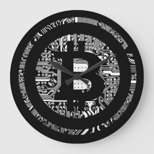 Relógio Grande Trendy Black Circuitry - Logotipo Bitmoney