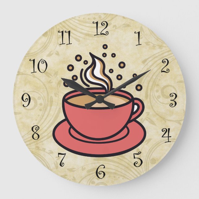 Relógio Grande Trendy Coffee Theme Kitchen Wall Clocks (Frente)
