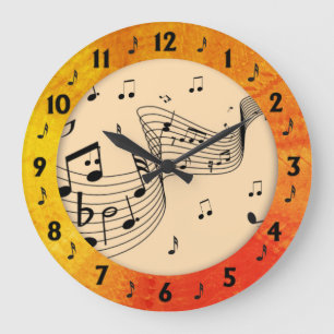 Relógio Grande Trendy Music Tangerine Round Wall