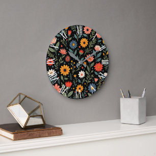 Relógio Grande Trendy Vintage - Bela Coleção Floral