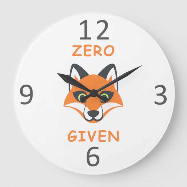 Relógio Grande Trendy Zero Fox dada frase Emoji Cartoon (Frente)