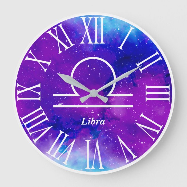 Relógio Grande Trendy Zodiac Nebula Libra Símbolo (Frente)