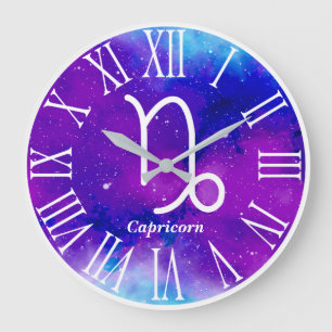 Relógio Grande Trendy Zodiac Nebula Símbolo da Capricórnio