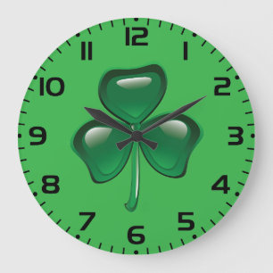 Relógio Grande Trevo de Três Folhas Shamrock Verde
