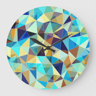 Relógio Grande Triângulos Geométricos: Padrão Colorido de Abstrat