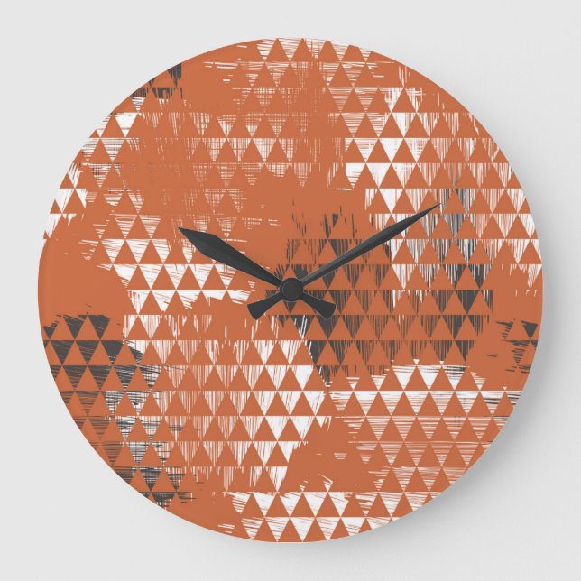 Relógio Grande Triângulos Sem Costura: Fundo Laranja (Frente)