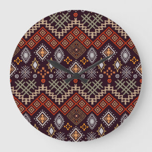 Relógio Grande Tribal Art Boho Geométrico Impressão