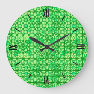 Relógio Grande Tribal Batik - tons verdes
