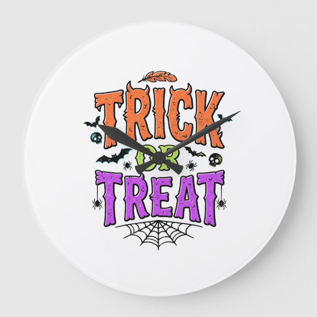 Relógio Grande Trick Halloween Tratamento Engraçado Teia de Aranh (Frente)