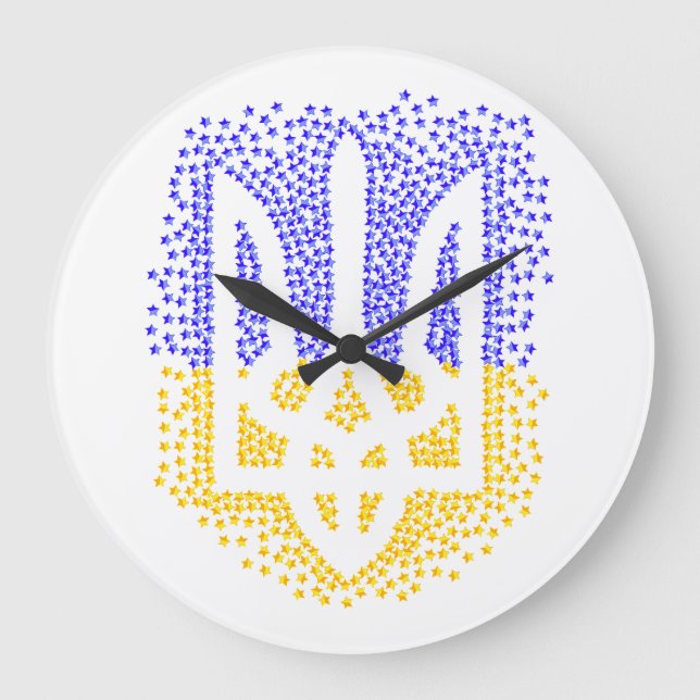 Relógio Grande tridente tryzub da heráldica ucraniana espalhando  (Frente)