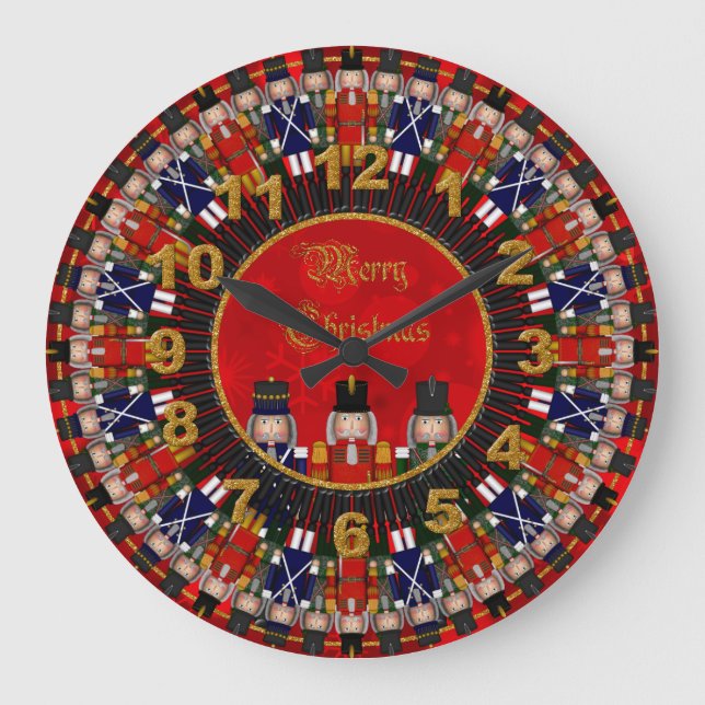 Relógio Grande Trio de Nozes de Natal, Estilo 2 ROUND CLOCK (Frente)