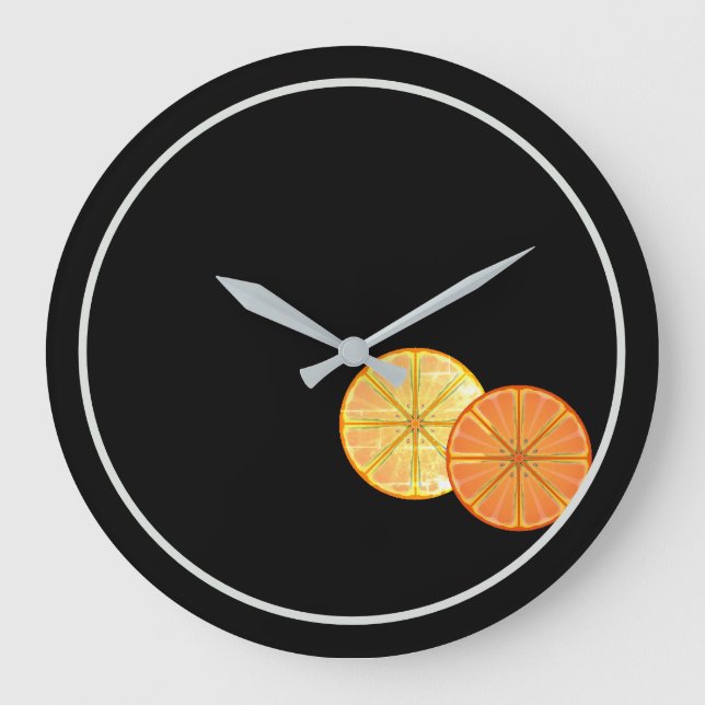 Relógio Grande Tripa De Parede Acrílica Com Limão Laranja Retro (Frente)