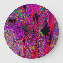 Relógio Grande Trippy Abstrato Rainbow Oriental Lily Flowers