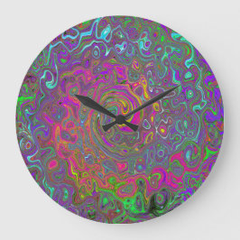 Relógio Grande Trippy Hot Pink Abstrato Retro Liquid Swirl