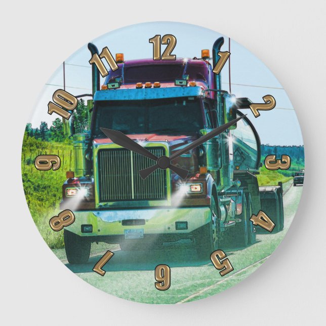 Relógio Grande Tronco-Tanker Cistern Truck Drivers Wall Clock (Frente)