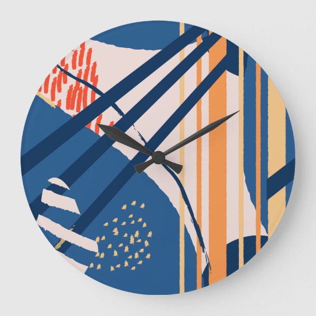 Relógio Grande Tropical Floral: Cabeçalho Moderno (Frente)