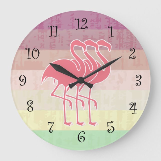 Relógio Grande Trpical Flamingo Wall Clocks (Frente)