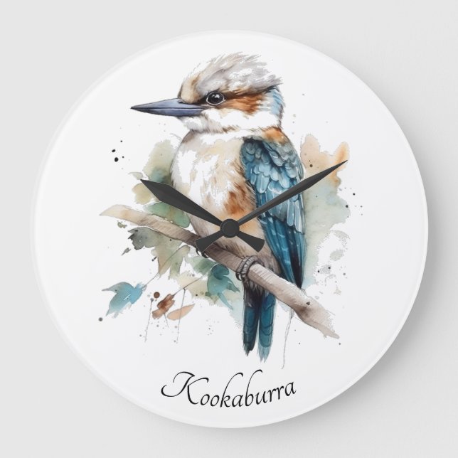Relógio Grande True Blue Kookaburra, personalizado (Frente)