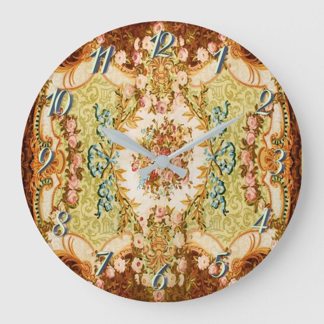 Relógio Grande Ttapeçaria floral do Barroco Victoriano (Frente)