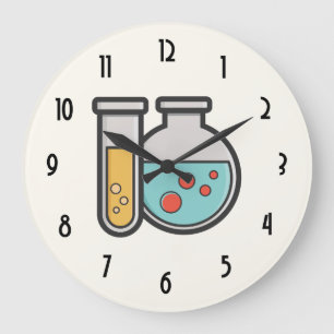 Relógio Grande Tubo de teste de química e copo