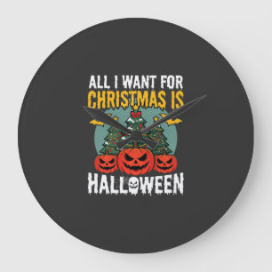 Relógio Grande Tudo o que Quero no Natal é o Design de Halloween