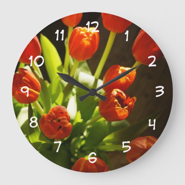 Relógio Grande Tulips Floral Wall Clock (Frente)
