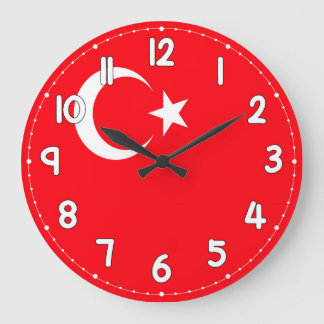 Relógio Grande Turkey Flag Wall Clock – Patriotic Turkish Decor