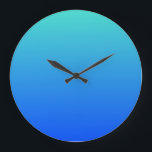 Relógio Grande Turquoise Blue Ombre<br><div class="desc">Simple,  plain blue and turquoise ombre or gradient background. You can add a personalized message.</div>