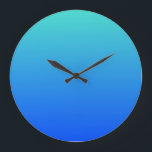 Relógio Grande Turquoise Blue Ombre<br><div class="desc">Simple,  plain blue and turquoise ombre or gradient background. You can add a personalized message.</div>