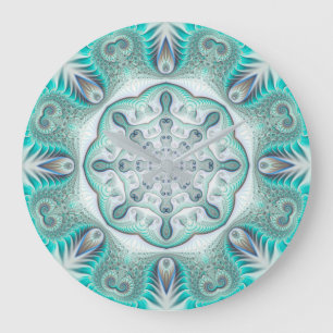 Relógio Grande Turquoise Coral Reef Mandala