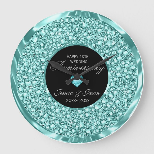 Relógio Grande Turquoise Diamonds Glitter 10th Anniversary (Frente)