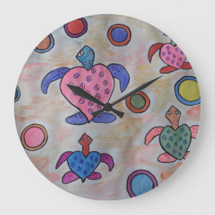 Relógio Grande Turtles & Circles Clock
