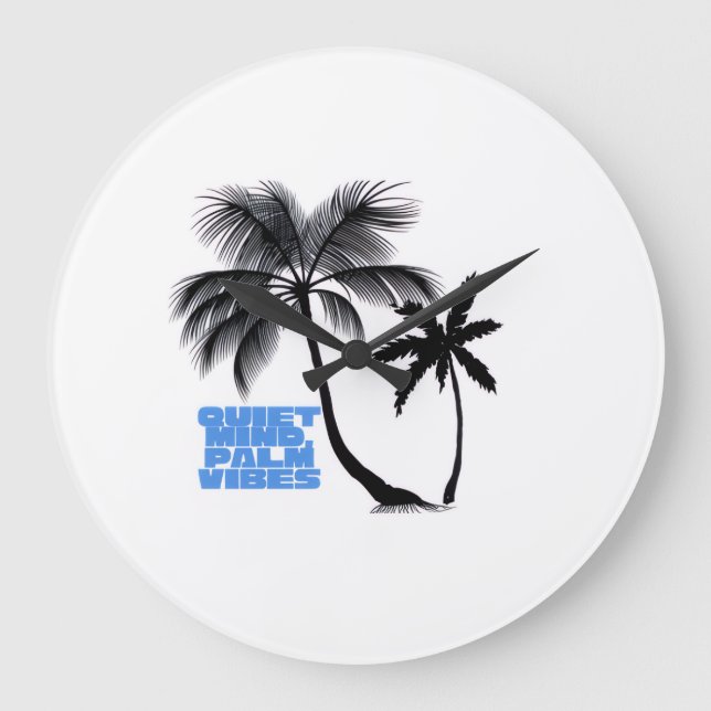 Relógio Grande Two Palm Trees Wall Art | Tropical Minimalist (Frente)