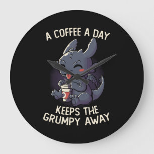 Relógio Grande Um Café por Dia Mantém o Mal-Humorado Longe Engraç
