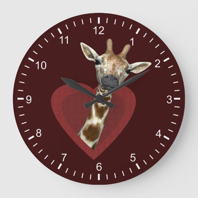 Relógio Grande Um Coração Para Girafas (Frente)