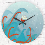 Relógio Grande Um Dia Ruim Para Os Marinheiros De Arte Náutica<br><div class="desc">Um navio à vela atira-se sobre uma enorme onda oceânica,  à medida que os tentáculos de um terrível monstro do mar saem das profundezas. Eek!</div>