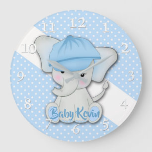 Relógio Grande Um elefante de bebê branco e branco azul, em uma