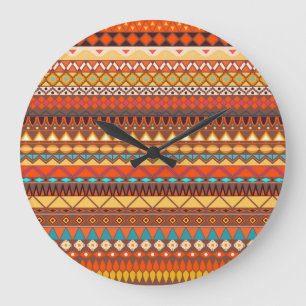 Relógio Grande Um padrão tribal colorido, sem descontinuidades.