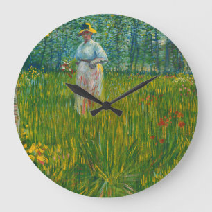 Relógio Grande Uma mulher caminhando em um jardim - Vincent van G