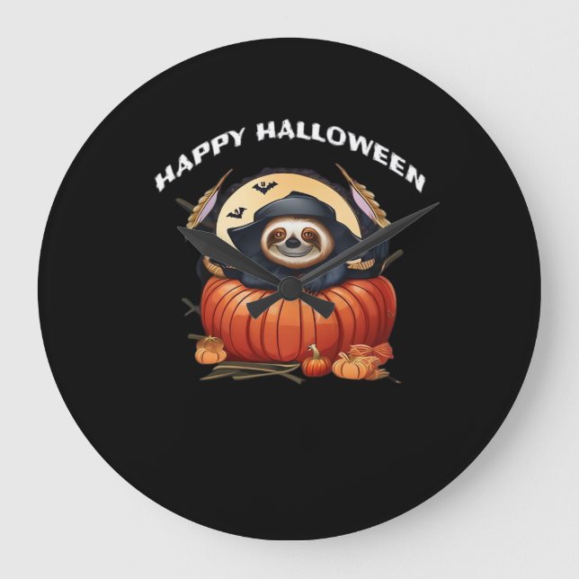 Relógio Grande Uma preguiça engraçada celebrando o Halloween Esse (Frente)
