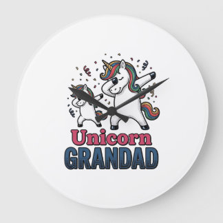 Relógio Grande Unicorn Grandad Vintage Engraving Shirt Design_1