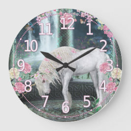 Relógio Grande Unicorn Wall Clock, Arte de fantasia exclusiva do