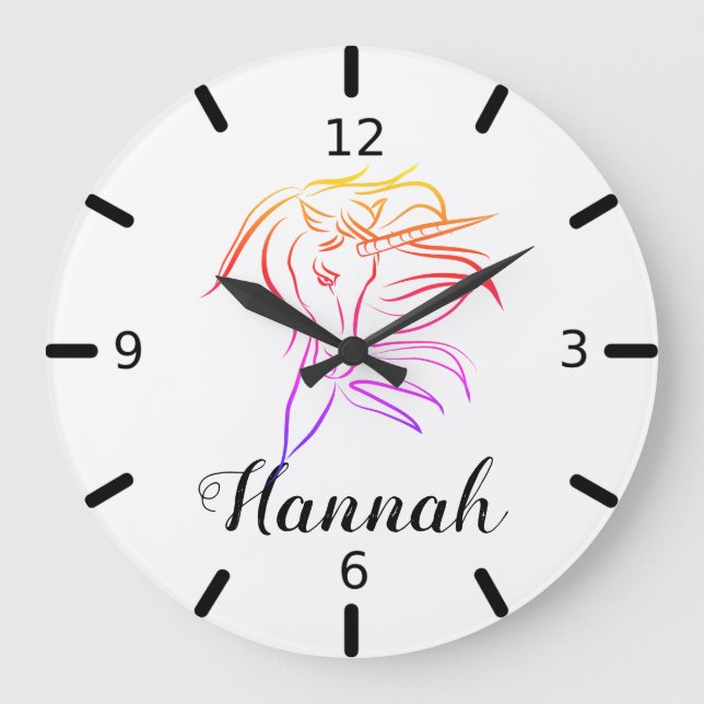 Relógio Grande Unicórnio Colorido (Frente)