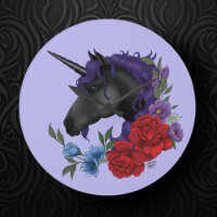 Unicórnio Preto e Flores