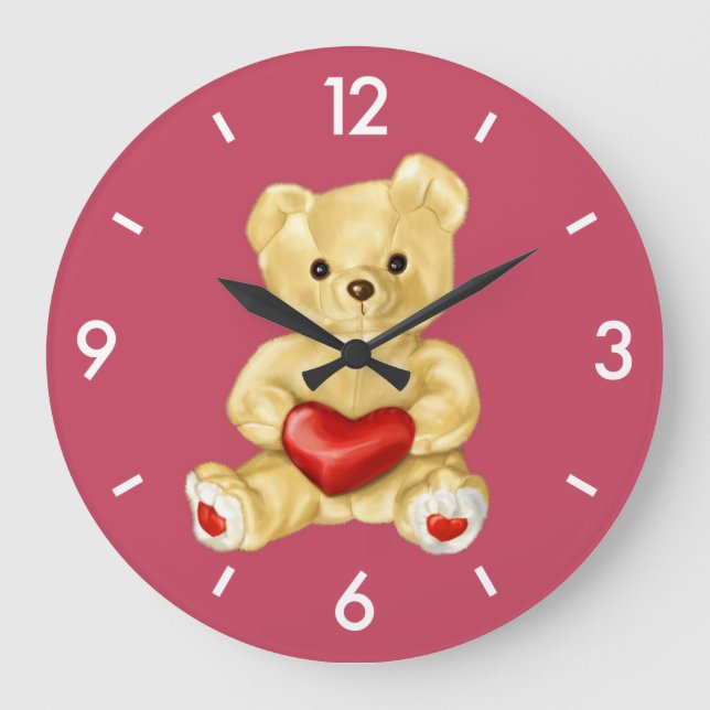 Relógio Grande Urso Cinzento Azul Hipnotizante (Frente)