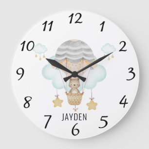 Relógio Grande Urso De Aquarela Cuta No Núcleo De Balões De Ar Qu