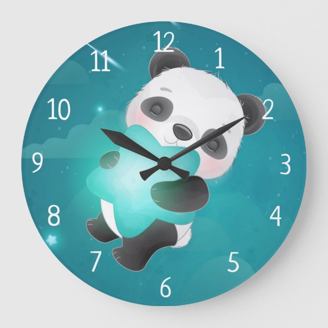 Relógio Grande Urso de Panda com Estrela (Frente)