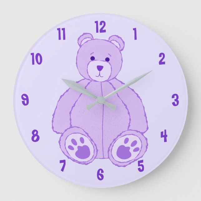 Relógio Grande Urso de Teddy Roxo (Frente)