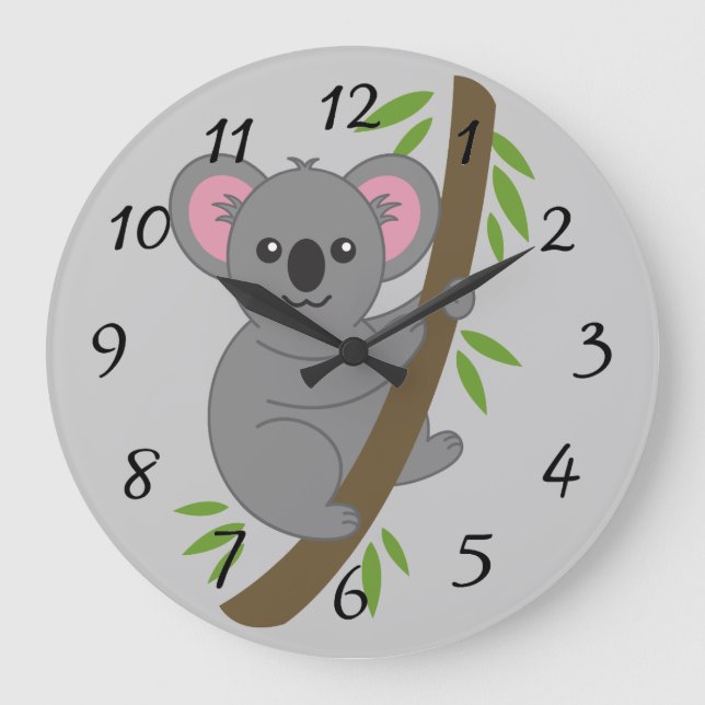 Relógio Grande Urso koala animado e bonito (Frente)